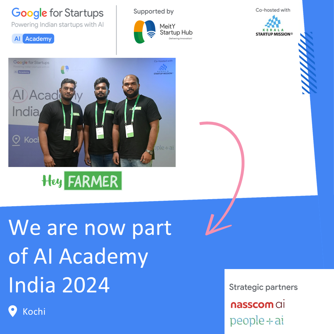 HeyFarmer Among Top 25 Startups from Kerala Selected for AI Academy India 2024, Recognized for Leveraging AI for Impactful Solutions